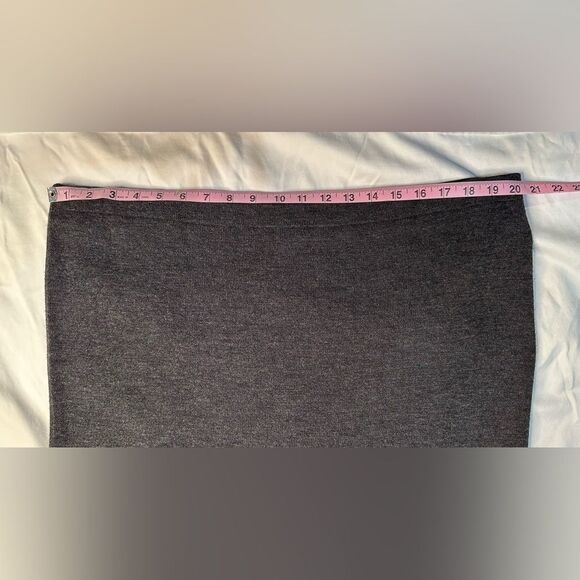 Vintage Nina Leonard Wool Blend Knit Pencil Skirt Stretchy Gray Midi Skirt 90s L - Picture 5 of 8